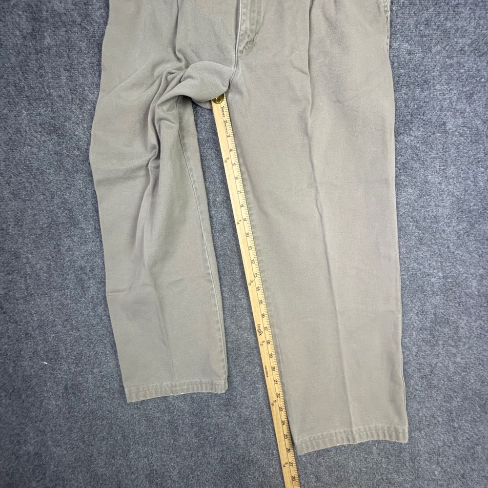 Dockers Chinos Mens 34x30 Khaki Grey Pleated Cotton Pants Vintage Made in USA - Picture 8 of 10